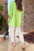 Made in Italy Pia Pillow Cotton Embroidered Tile Classic Shirt Lime